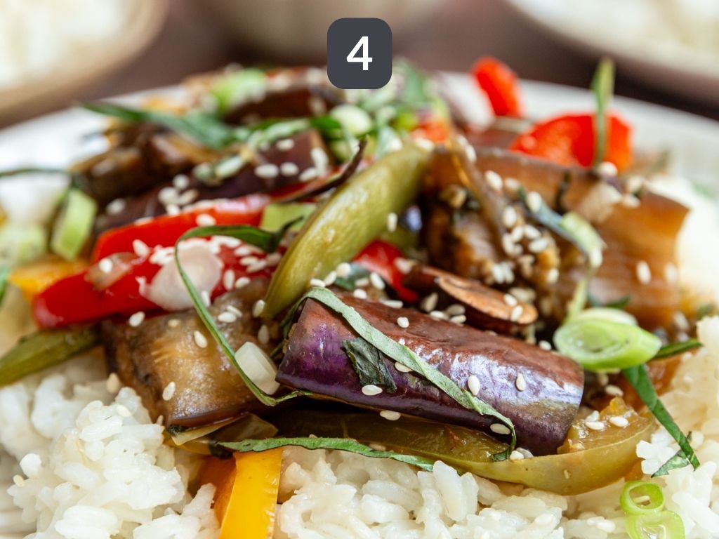 Thai Basil Eggplant Stir Fry (Vegan)